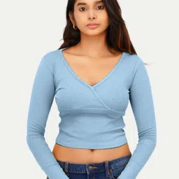 Radprix Vertical Striped V-Neck Cotton Top-picture-36