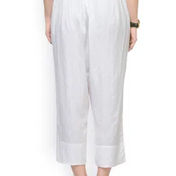 Varanga Women White Regular Fit Solid Parallel Trousers image 3