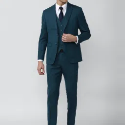 Peter England Green Slim Fit Self Pattern Three Piece Suit image 1