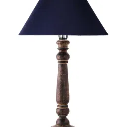 Homesake Antique Black Mabel Wood Table Lamp with Blue Shade (Bulb Included) - Set of 1 image 3