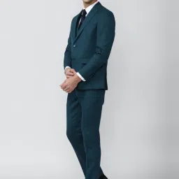 Peter England Green Slim Fit Self Pattern Three Piece Suit image 3