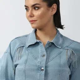 Forever 21 Blue Regular Fit Jacket image 5