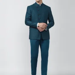 Peter England Green Slim Fit Printed Two Piece Suit image 5