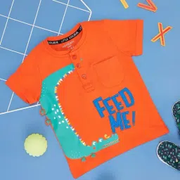 Pantaloons Baby Dragon Fire Orange Cotton Printed T-Shirt-image-69