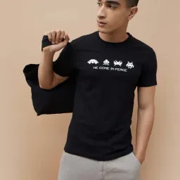 Fame Forever By Lifestyle Black Cotton Regular Fit Printed T-Shirt-picture-20