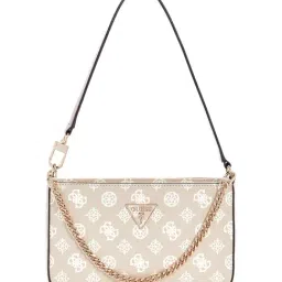 Guess Sand Logo Printed Noelle Mini Top Zip Shoulder Bag-image-14