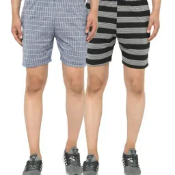 Vimal Jonney Black & Blue Regular Fit Shorts - Pack of 2-picture-35