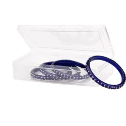 1ST TIME Set Of 16 Blue Alloy Artificial Stones & Beads Bangles image 3