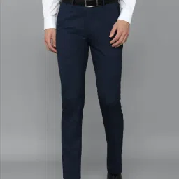 Louis Philippe Navy Slim Fit Checks Trousers-picture-13