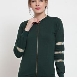 Belle Fille Women Green Solid Sweatshirt-picture-8