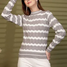 Moda Rapido Women Striped Woollen Pullover-picture-19