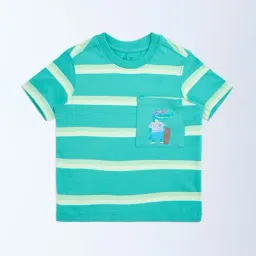 HOP Kids by Westside Green Striped Cotton T-Shirt-image-83