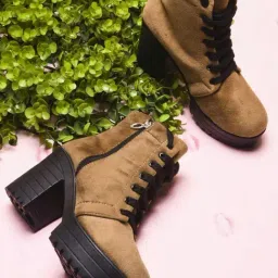 TRYME Women's Tan Derby Boots-picture-23