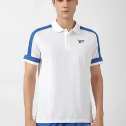 Reebok White Slim Fit Logo Print Wce Polo T-Shirt-image-68