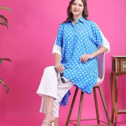 Qurvii Blue Regular Fit Printed Shirt image 5