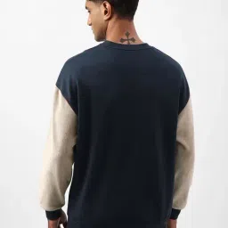 Bewakoof Heavy Duty 1.0 Peanuts Men's Blue & Brown Graphic Printed Oversized Sweatshirt image 2