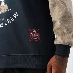 Bewakoof Heavy Duty 1.0 Peanuts Men's Blue & Brown Graphic Printed Oversized Sweatshirt image 5