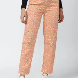 Forever 21 Peach Floral Print Pants image 1
