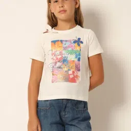 VERO MODA GIRL White Cotton Printed T-Shirt-picture-25