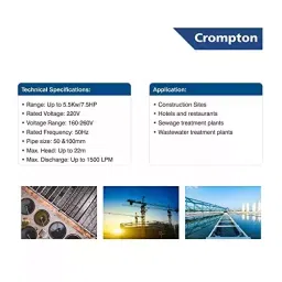 Crompton 2 HP Three Phase Sewage Submersible Pump, STPM22-15 image 3