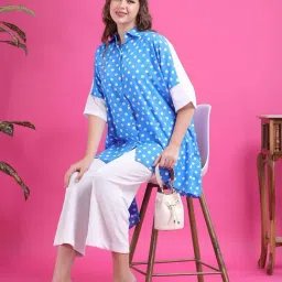 Qurvii Blue Regular Fit Printed Shirt image 4