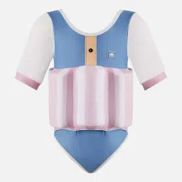 Little Surprise Box Kids Blue & Off-White Striped Swimfloatsuit-image-74