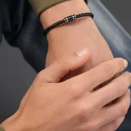 Police Black Carbon Slim Braided Casual Bracelet-picture-32