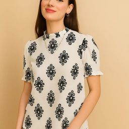 Mast & Harbour Ethnic Motifs Printed Ruffles Crepe Top-picture-21