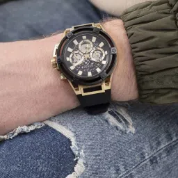 GUESS MATRIX Men Round Gold Tone Dial Analog Watch - GW0423G2 image 5