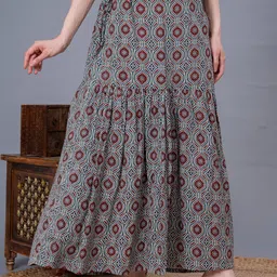 SUNEKH Self-Design Cotton Flared Maxi Skirt image 5