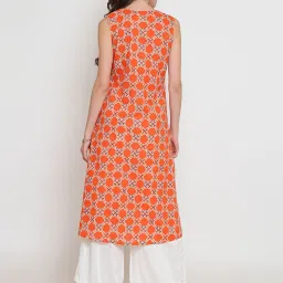 Sera Orange & White Printed Kurta With Palazzos image 2