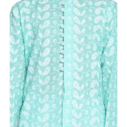 VASTRAMAY Kids Green & White Cotton Embroidered Kurta Set image 4