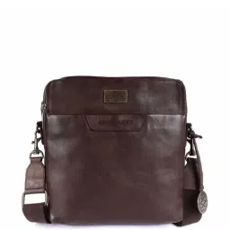 KOMPANERO Leo Dark Brown Leather Solid Cross Body Bag-image-3