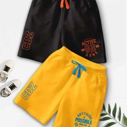 Codez Boys Black & Yellow Printed Shorts-picture-2