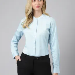 Hancock Blue Cotton Regular Fit Shirt-image-25