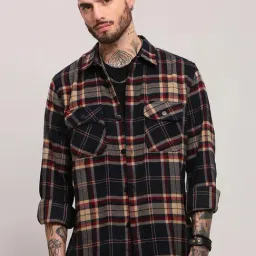 showoffff Showoff Black Cotton Slim Fit Checks Shirt-picture-39