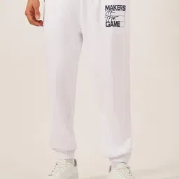 Styli White Cotton Relaxed Fit Joggers-picture-24