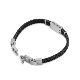 Police Black Ridgecord Cord Braided Flat Casual Bracelet image 3