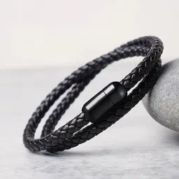 THE MEN THING Men Genuine Braided Leather Charm Bracelet-picture-54