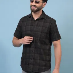 Crimsoune Club Green Cotton Slim Fit Chequered Shirt-picture-10