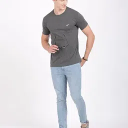 Crocodile Charcoal Melange Cotton Regular Fit T-Shirt image 5