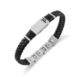 Police Black Ridgecord Cord Braided Flat Casual Bracelet image 4