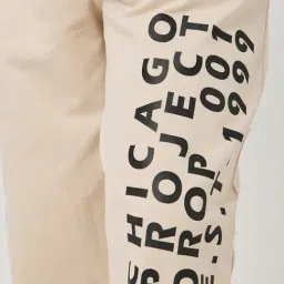 Styli Beige Cotton Relaxed Fit Joggers image 4