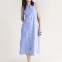 Fablestreet Blue Cotton A-Line dress image 1
