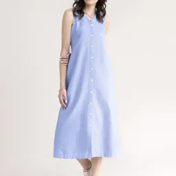 Fablestreet Blue Cotton A-Line dress image 4