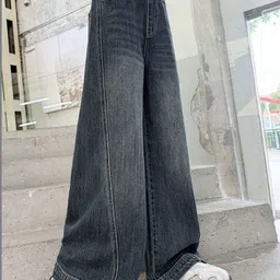 LULU & SKY Girls Wide Leg High-Rise Light Fade Stretchable Jeans image 2