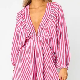 LULU & SKY Striped Plunging Neck Playsuit-picture-29