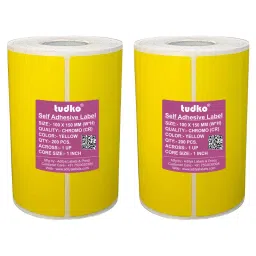 Tudko 100x150 mm 80 GSM 1 UP Self Adhesive Paper Label Yellow (Pack of 2 Pcs)-picture-17