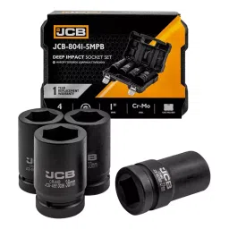 JCB 4 Pcs Deep Impact Flank Sockets Kit Chrome Molybdenum Steel 1 Inch (25.4 mm) Size Black, JCB-8041-5MPB-picture-47