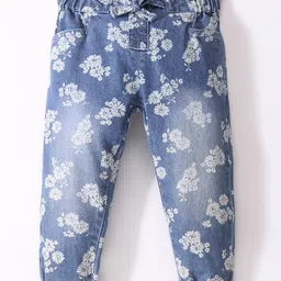 Simply Premium Denim Mid Wash Jeans Floral Printed -  Blue-picture-27